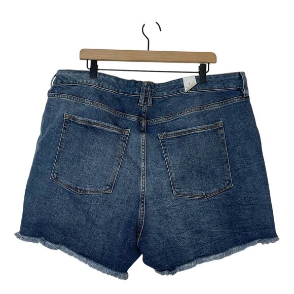 NEW Good American Cut-Off Jean Shorts Plus Size 22 Blue Denim High Waisted - Picture 3 of 7